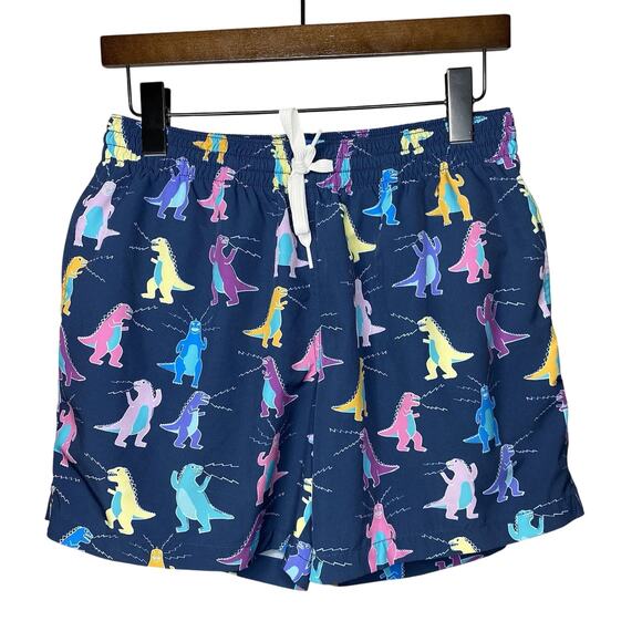 Chubbies Classic Swim Trunks Men's Medium 5.5" Navy Tyrannosaurus Dino Print - Picture 1 of 7